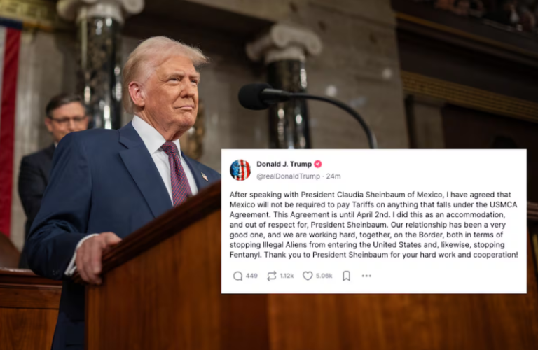 Trump exime a México y Canadá de aranceles hasta 2025 bajo el T-MEC