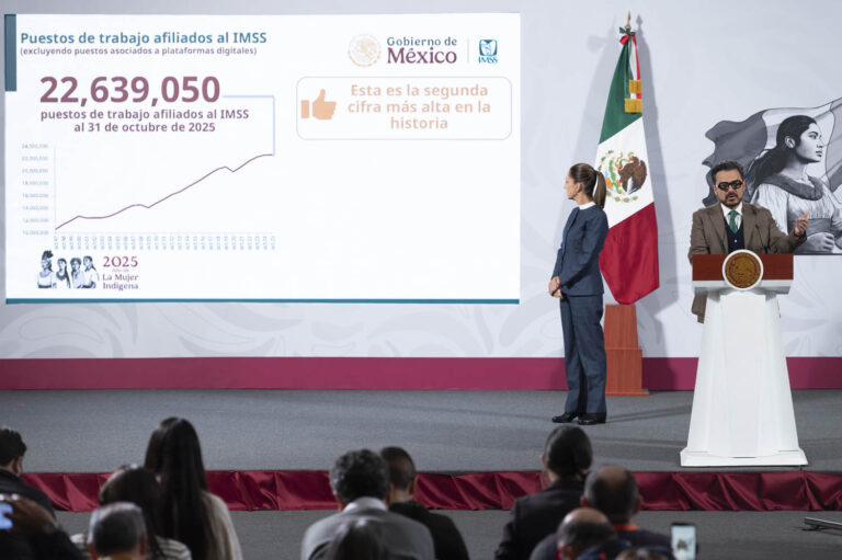 IMSS registra récord histórico: 22.6 millones de empleos formales en octubre