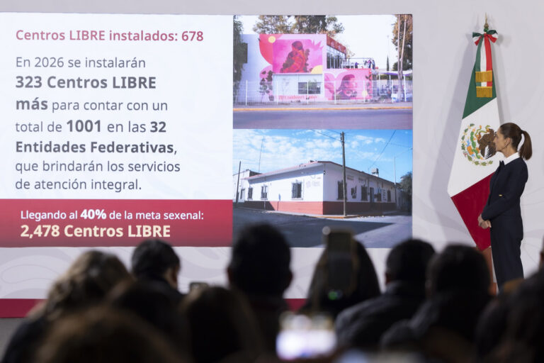 México tendrá mil Centros LIBRE para mujeres en 2026; inversión supera los 983 millones de pesos.
