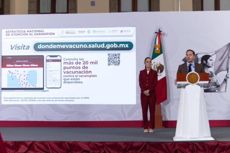 México reduce 30% casos de sarampión con 13.3 millones de vacunas aplicadas en cinco semanas.