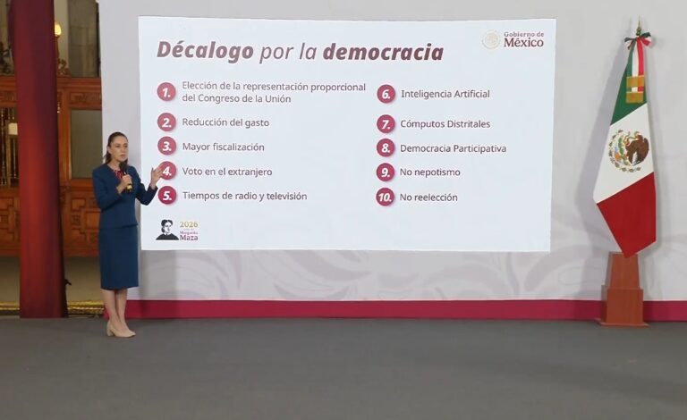 Sheinbaum envía su “Decálogo por la Democracia” al Congreso: menos gasto, sin reelección y con control a la IA electoral
