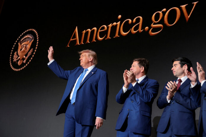 US President Donald Trump at America.gov launch